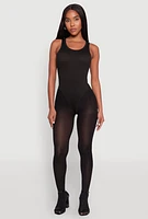 Womens Daisy Basic Ribbed Knit Tank Bodysuit, Black, Size M