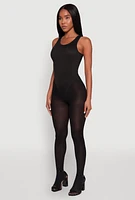 Womens Daisy Basic Ribbed Knit Tank Bodysuit, Black, Size M