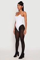 Womens Daisy Rib Knit Cami Thong Bodysuit, White,