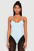 Womens Daisy Rib Knit Cami Thong Bodysuit,