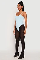 Womens Daisy Rib Knit Cami Thong Bodysuit,