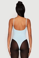 Womens Daisy Rib Knit Cami Thong Bodysuit,