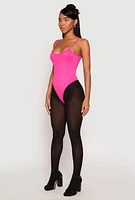 Womens Daisy Rib Knit Cami Thong Bodysuit, Pink,