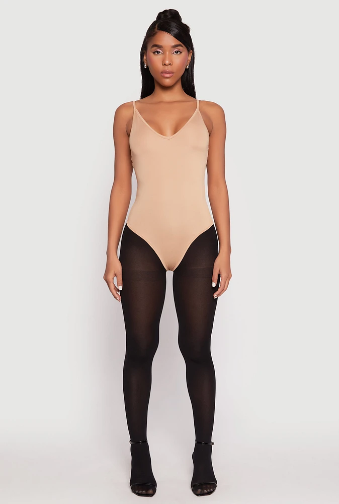 Womens Daisy V Neck Cami Thong Bodysuit,