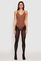 Womens Daisy V Neck Cami Thong Bodysuit,