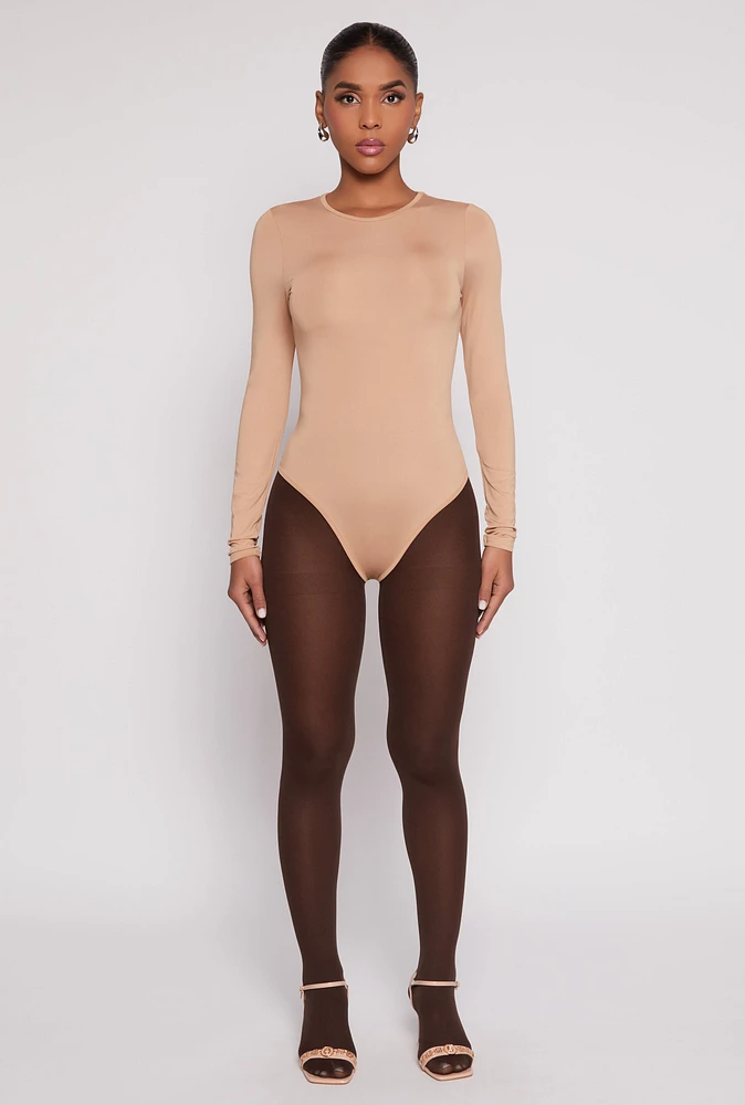 Womens Daisy Crew Neck Long Sleeve Bodysuit,