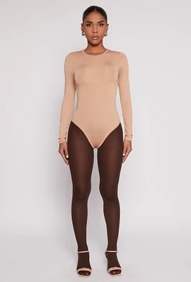 Womens Daisy Crew Neck Long Sleeve Bodysuit,