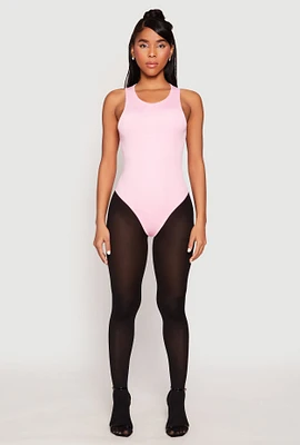 Womens Daisy Crew Neck Thong Bodysuit, Pink, Size L