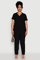 Womens Plus Trendy High Waisted Cargo Pants,