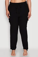 Womens Plus Trendy High Waisted Cargo Pants,