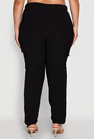 Womens Plus Trendy High Waisted Cargo Pants,