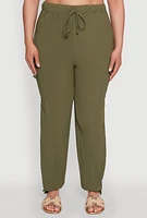 Womens Plus Trendy High Waisted Cargo Pants, Green,
