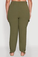 Womens Plus Trendy High Waisted Cargo Pants, Green,