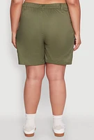 Womens Plus Stylish High Waisted Cargo Shorts,
