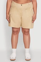 Womens Plus Stylish High Waisted Cargo Shorts,