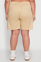 Womens Plus Stylish High Waisted Cargo Shorts,