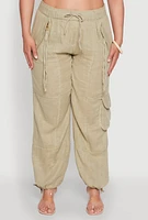 Womens Plus Stylish Zip Cargo Pocket Joggers,