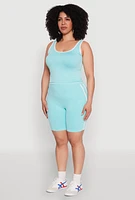 Womens Plus Mineral Wash Contrast Trim Crop Top,