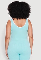 Womens Plus Mineral Wash Contrast Trim Crop Top,