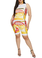 Womens Plus Size Flame Racing Graphic Tank Top, Multi, Size 2X
