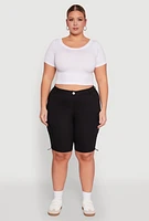 Womens Plus Hyperstretch Bermuda Shorts with Cargo Pockets, 2X