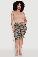 Womens Plus Hyper Stretch Cargo Bermuda Shorts, Multi,