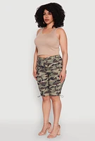 Womens Plus Hyper Stretch Cargo Bermuda Shorts, Multi,