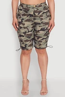 Womens Plus Hyper Stretch Cargo Bermuda Shorts, Multi,