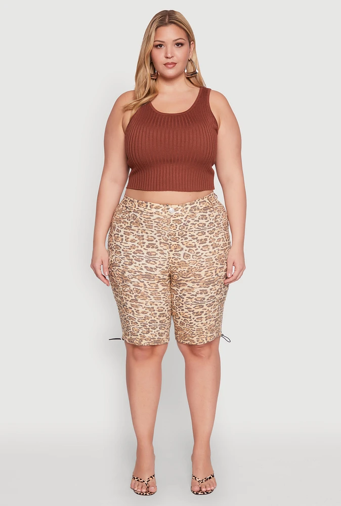 Womens Plus Size Hyper Stretch Cargo Bermuda Shorts, Multi, Size 1X