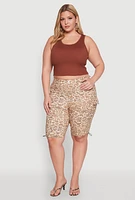 Womens Plus Size Hyper Stretch Cargo Bermuda Shorts, Multi, Size 1X