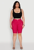 Womens Plus Zipper Detail Bermuda Shorts,