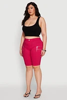 Womens Plus Zipper Detail Bermuda Shorts,