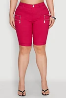 Womens Plus Zipper Detail Bermuda Shorts,