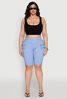 Womens Plus Zipper Detail Bermuda Shorts,