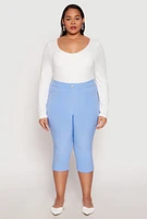 Womens Plus Size Basic Scuba Capri Pants, Blue, Size 2X