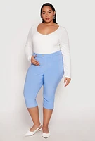 Womens Plus Size Basic Scuba Capri Pants, Blue, Size 2X