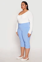 Womens Plus Size Basic Scuba Capri Pants, Blue, Size 2X