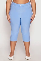 Womens Plus Size Basic Scuba Capri Pants, Blue, Size 2X