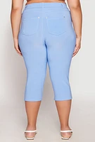 Womens Plus Size Basic Scuba Capri Pants, Blue, Size 2X