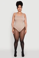 Womens Plus Trendy Seamless Square Neck Shelf Bra Bodysuit, 2X-3X