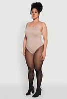 Womens Plus Trendy Seamless Square Neck Shelf Bra Bodysuit, 2X-3X