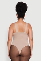 Womens Plus Trendy Seamless Square Neck Shelf Bra Bodysuit, 2X-3X