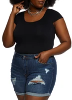 Womens Plus Crew Neck Cross Back Bodysuit,