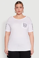 Womens Plus Size Brooklyn Butterfly Good Vibes Club Graphic Tee, Multi, Size 3X