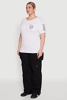 Womens Plus Size Brooklyn Butterfly Good Vibes Club Graphic Tee, Multi, Size 3X