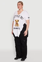Womens Plus Size A Little Bit Dramatic Side Slit Graphic Tee, White, Size 3X