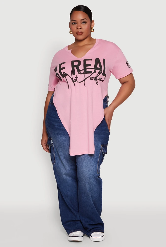 Womens Plus Be Real Not Perfect Graphic T Shirt, 3X
