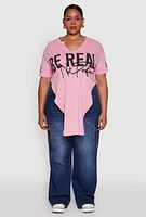 Womens Plus Size Be Real Not Perfect Graphic T Shirt, Pink, Size 2X