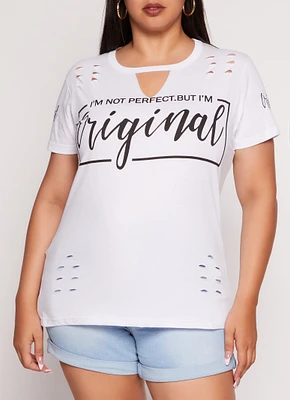 Womens Plus Size Im Not Perfect But Im Original Graphic Tee, White, Size 2X