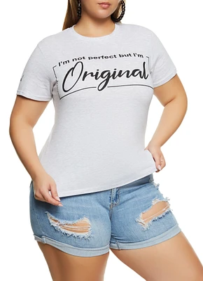 Womens Plus Size Not Perfect But Im Original Graphic Tee, White, Size 2X